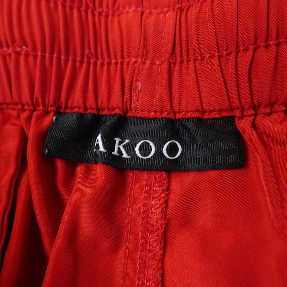 Akoo Shorts Mens L Red White Snobby Fox Graphic Print Drawstring Elastic Waist